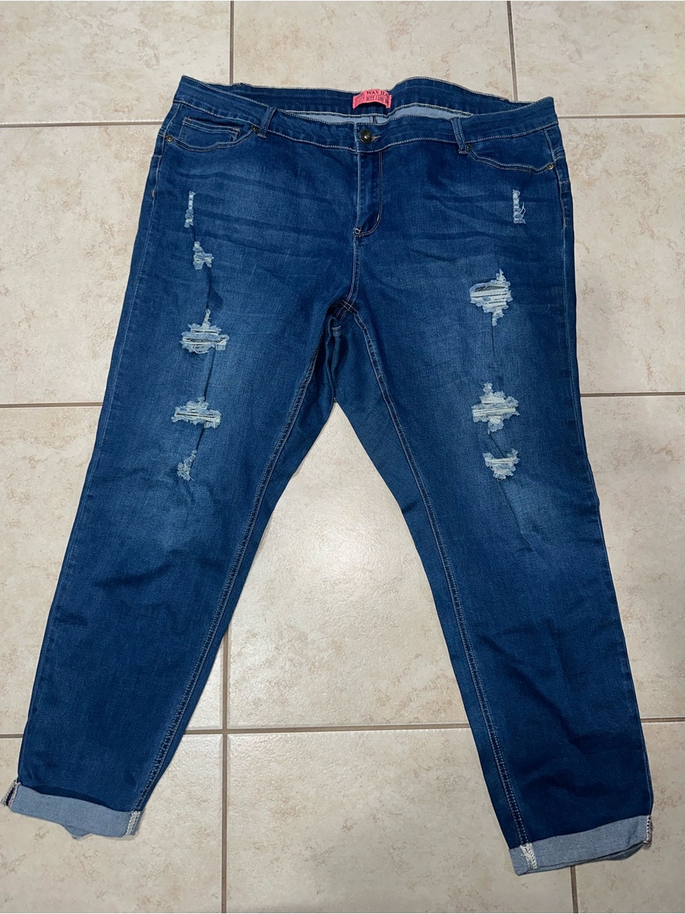 Wax Jean 20 Women's Distressed Skinny Jeans - Dark Blue